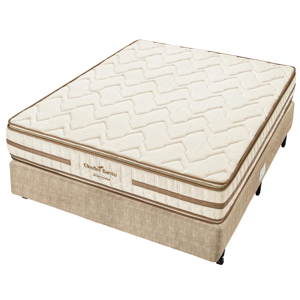 Cama-Box-para-Casal-com-Colchao-de-Espuma-D45-Americanflex-Clinoflex-Bambu-138-x-188-x-65-cm