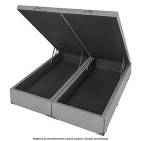 Box Baú Queen Americanflex Linhão Cinza 158x198x41cm