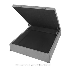 Box Baú Casal Americanflex Linhão Cinza 138x188x41cm