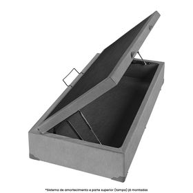 Box Baú Solteiro Americanflex Linhão Cinza 100x200x41cm