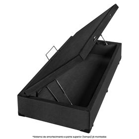 Box Baú Solteiro Americanflex Linhão Preto 100x200x41cm