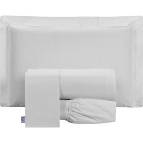 Jogo de Cama King Percal 230 Fios Casual - Branco 4 peças