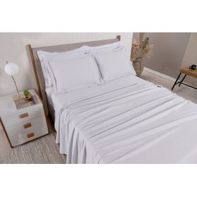 Jogo de Cama King Percal 230 Fios Casual - Branco 4 peças