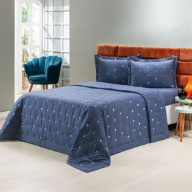 Cobre Leito King Percal 230 Fios Estilo - Topázio 3 peças