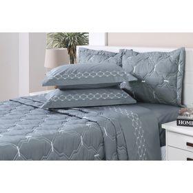Jogo de Cama King Percal 230 Fios Supreme - Grafite 4 peças