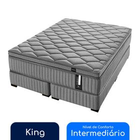 Combo Diamante: Colchão Super King Molas Ensacadas 193x203x40cm + Box Super King 193x203x32cm + 2 Travesseiros Confortare