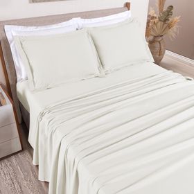 Jogo de Cama Queen Percal 230 Fios Casual - Palha 4 peças